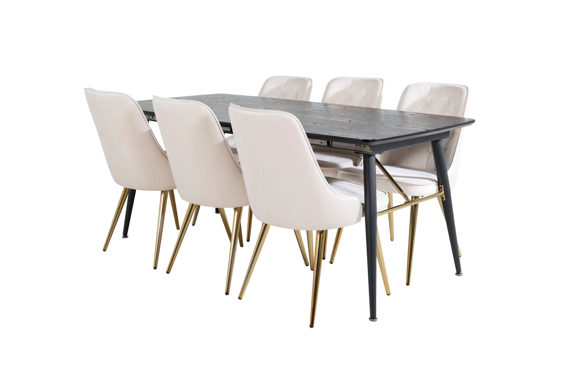 Gold Matbord med Velvet Deluxe Stolarna Matgrupp