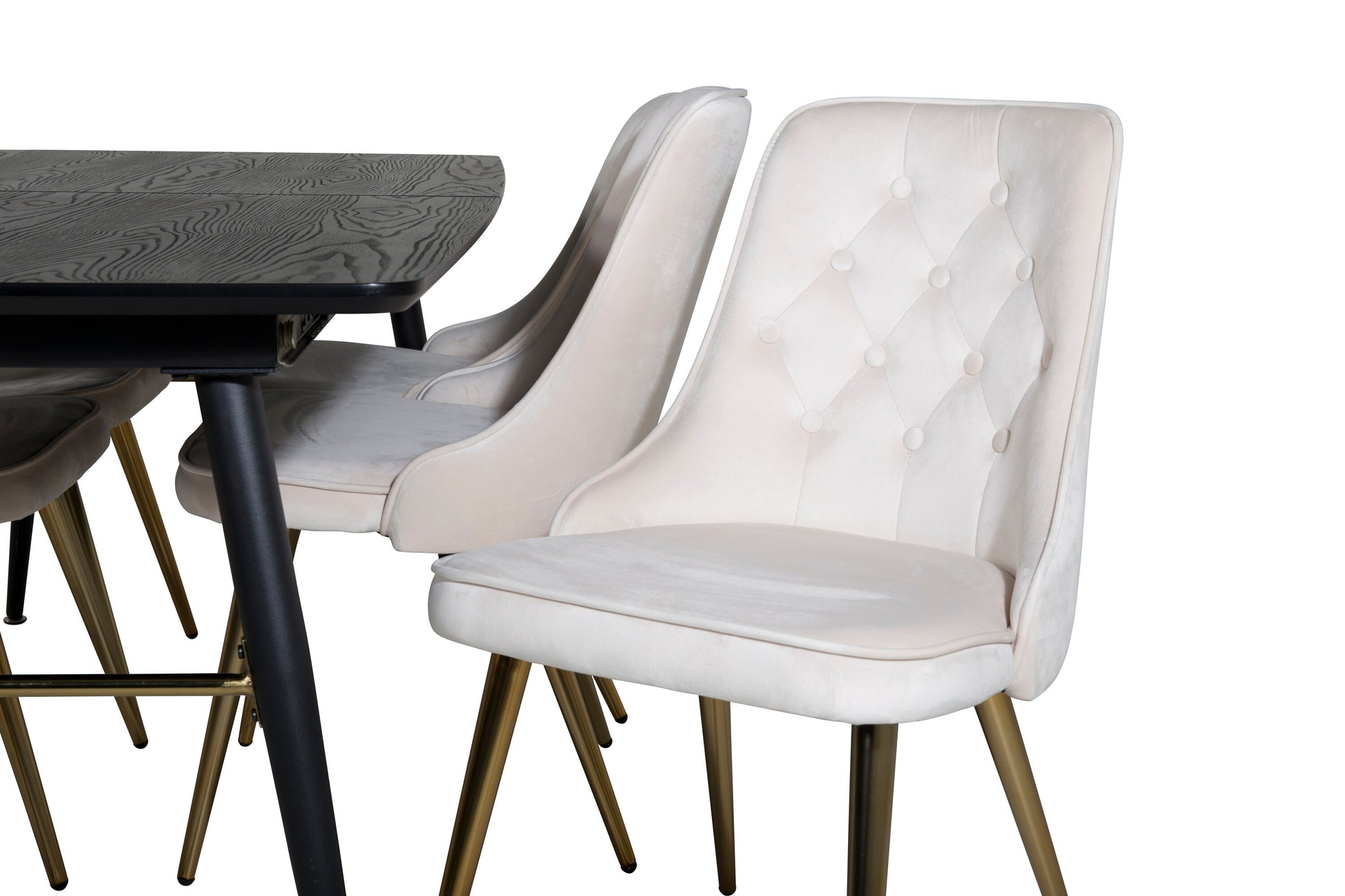 Gold Matbord med Velvet Deluxe Stolarna Matgrupp