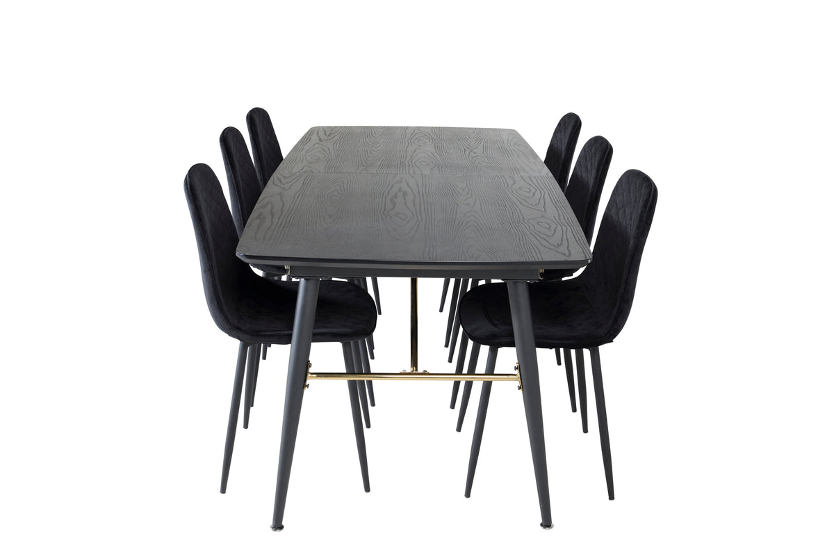 Gold Matbord med Polar Stolarna – Bord: 76x180x85 Stol: 52x86x44
