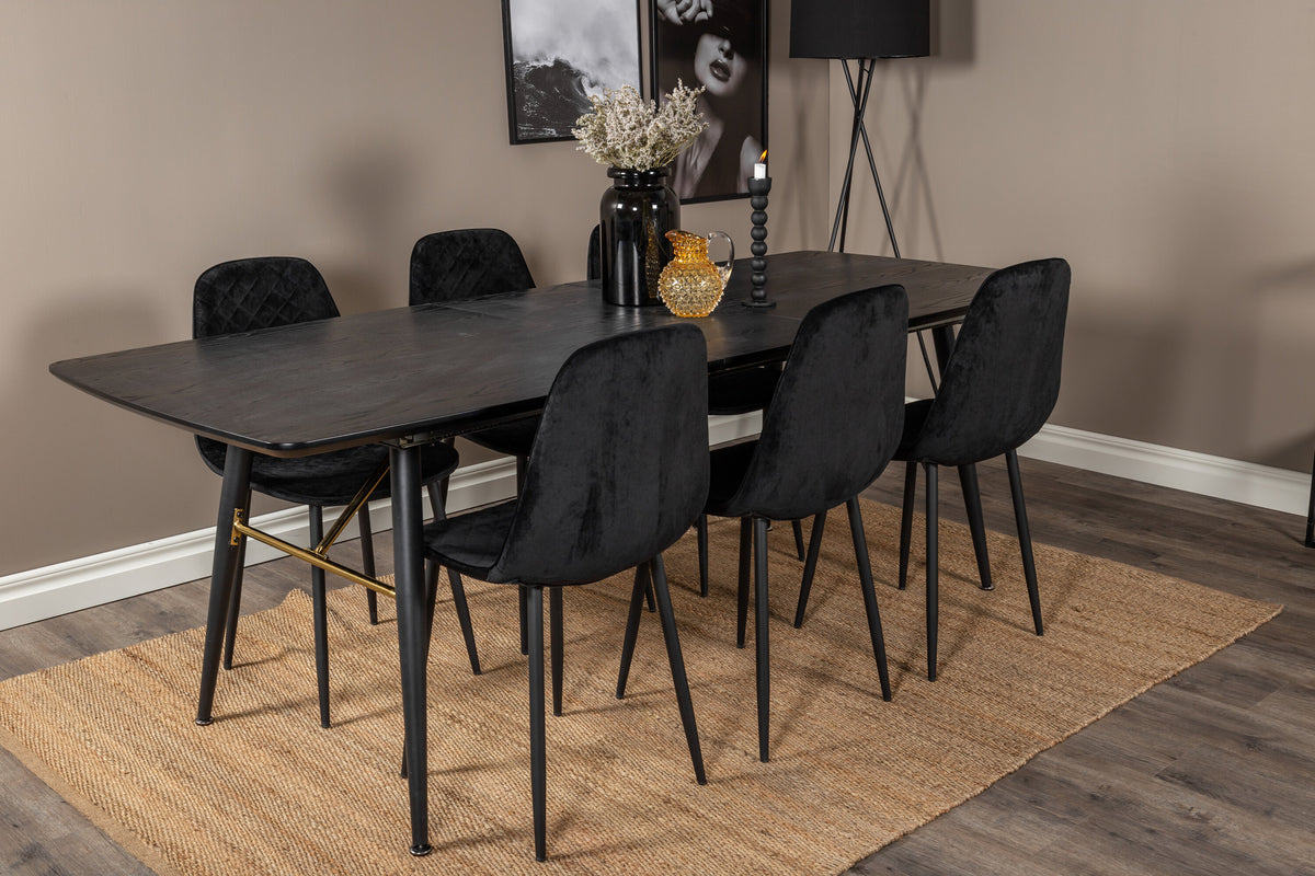 Gold Matbord med Polar Stolarna – Bord: 76x180x85 Stol: 52x86x44