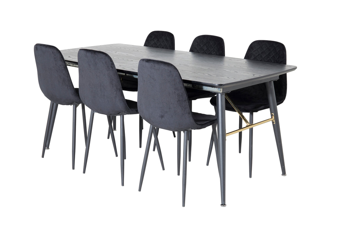Gold Matbord med Polar Stolarna – Bord: 76x180x85 Stol: 52x86x44