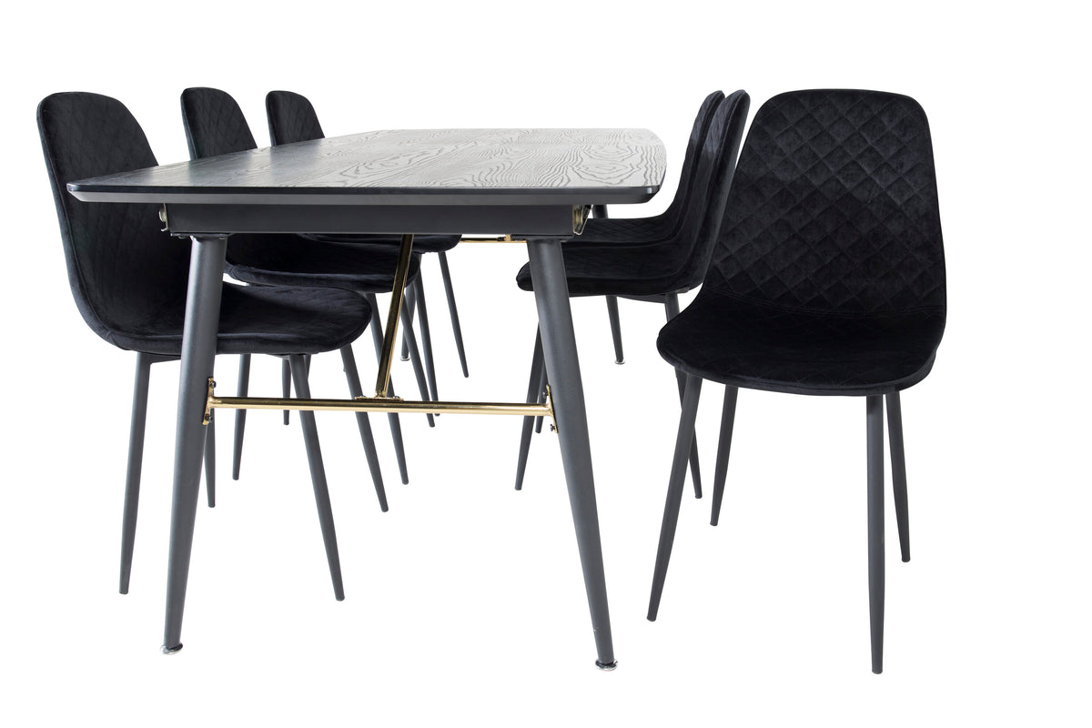 Gold Matbord med Polar Stolarna – Bord: 76x180x85 Stol: 52x86x44