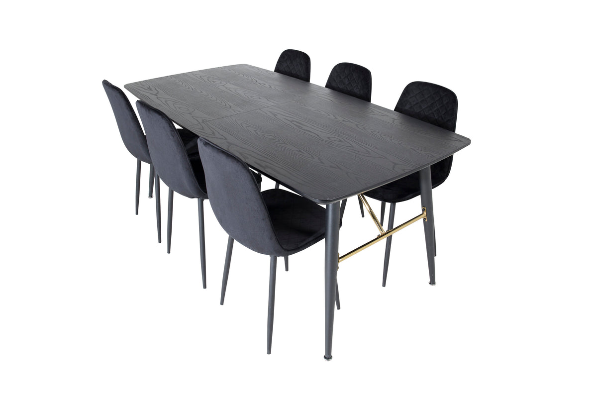 Gold Matbord med Polar Stolarna – Bord: 76x180x85 Stol: 52x86x44