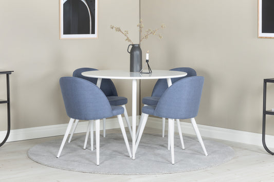 Plaza Matbord med Velvet Stolarna – Bord: ⌀100 Stol: 57x76,5x50
