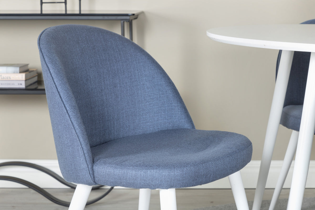 Plaza Matbord med Velvet Stolarna – Bord: ⌀100 Stol: 57x76,5x50