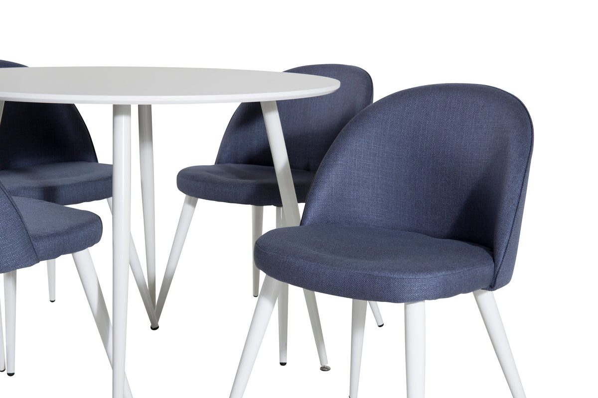 Plaza Matbord med Velvet Stolarna – Bord: ⌀100 Stol: 57x76,5x50