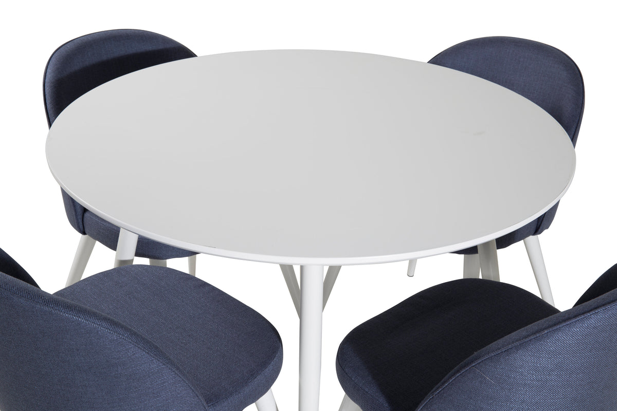 Plaza Matbord med Velvet Stolarna – Bord: ⌀100 Stol: 57x76,5x50