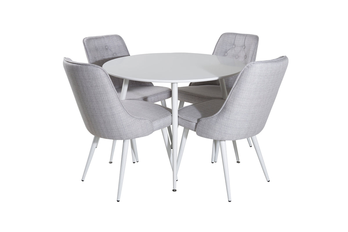 Plaza Matbord med Velvet Deluxe Stolarna – Bord: ⌀100 Stol: 66x88,5x50