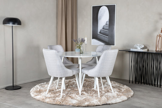 Plaza Matbord med Velvet Deluxe Stolarna – Bord: ⌀100 Stol: 66x88,5x50