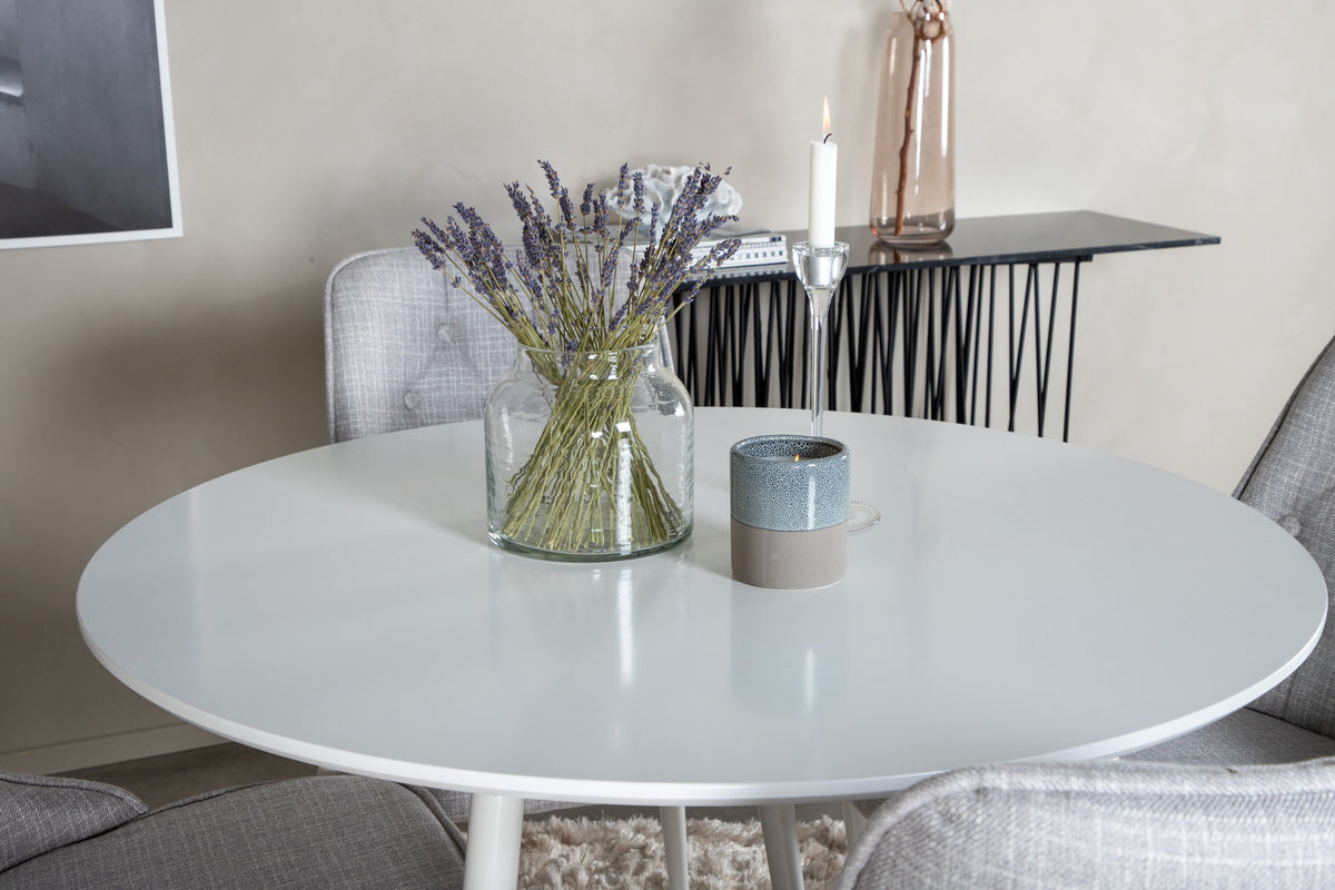 Plaza Matbord med Velvet Deluxe Stolarna – Bord: ⌀100 Stol: 66x88,5x50