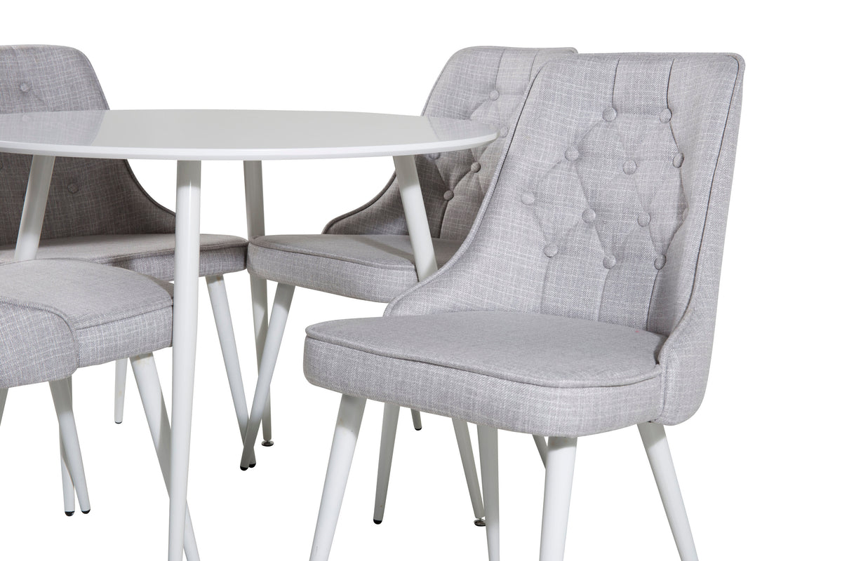Plaza Matbord med Velvet Deluxe Stolarna – Bord: ⌀100 Stol: 66x88,5x50