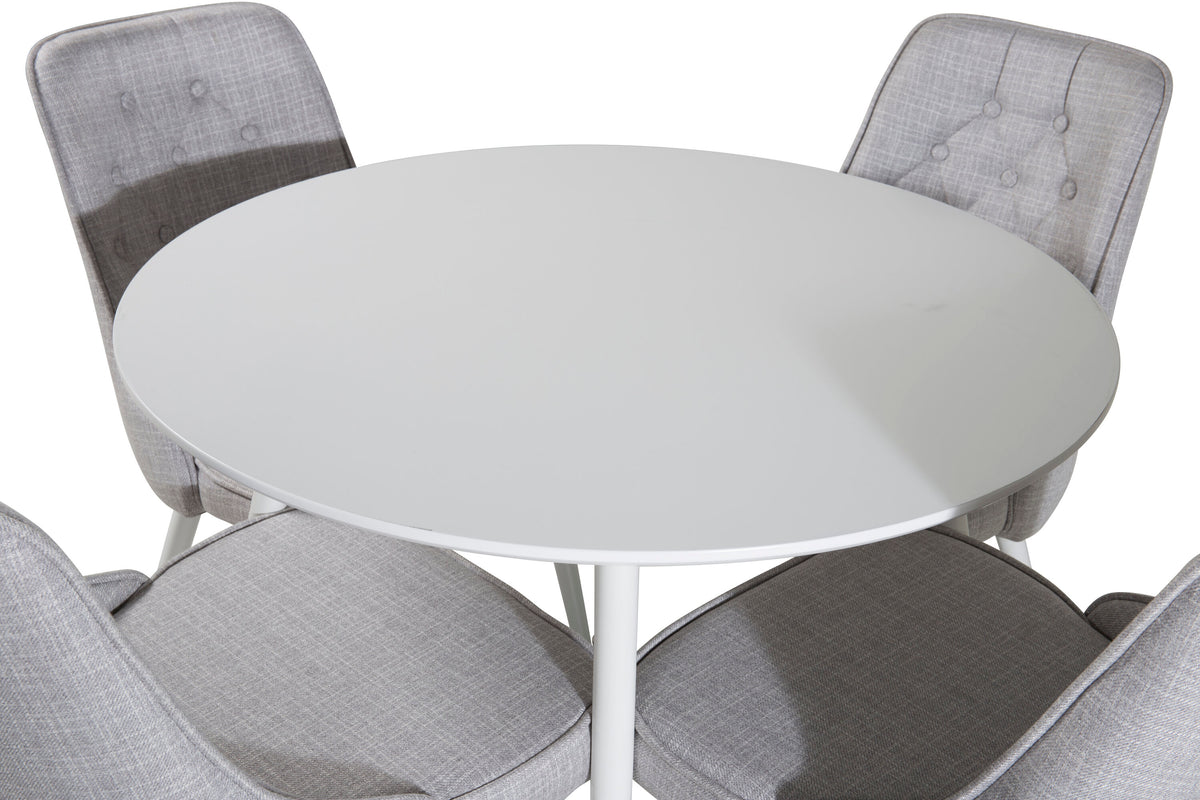 Plaza Matbord med Velvet Deluxe Stolarna – Bord: ⌀100 Stol: 66x88,5x50
