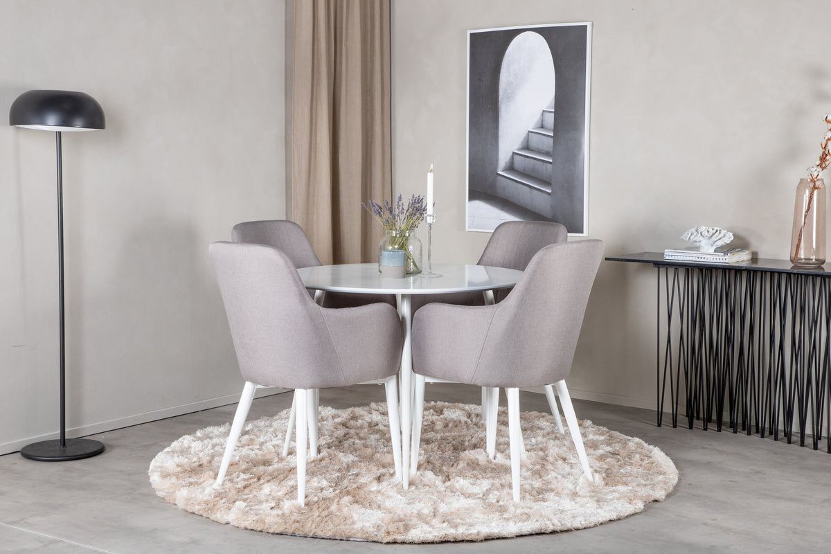 Plaza Matbord med Comfort Stolarna – Bord: ⌀100 Stol: 62x93x57