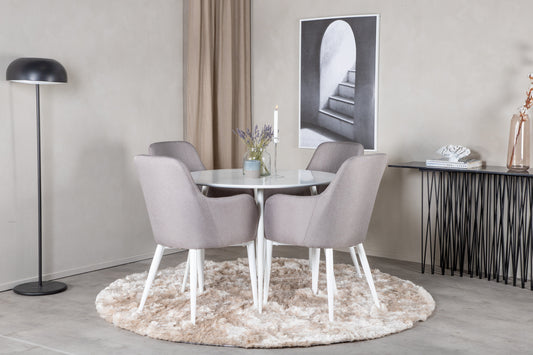 Plaza Matbord med Comfort Stolarna – Bord: ⌀100 Stol: 62x93x57