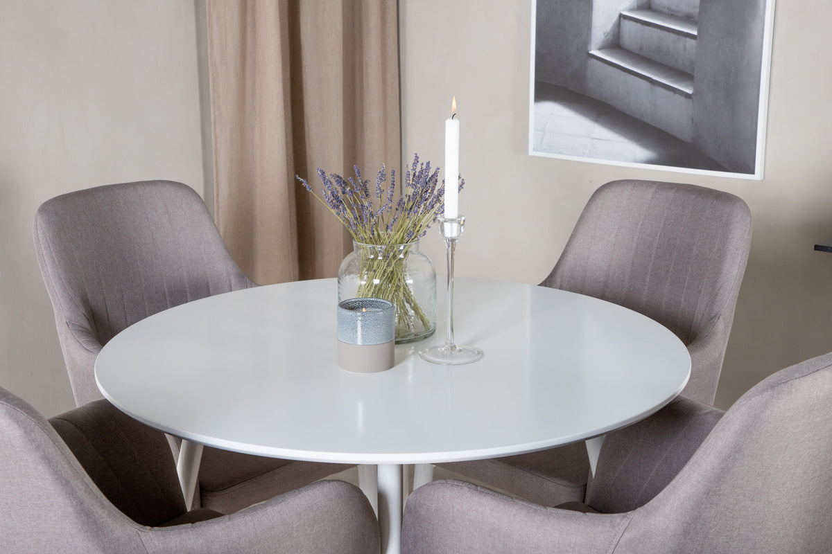 Plaza Matbord med Comfort Stolarna – Bord: ⌀100 Stol: 62x93x57