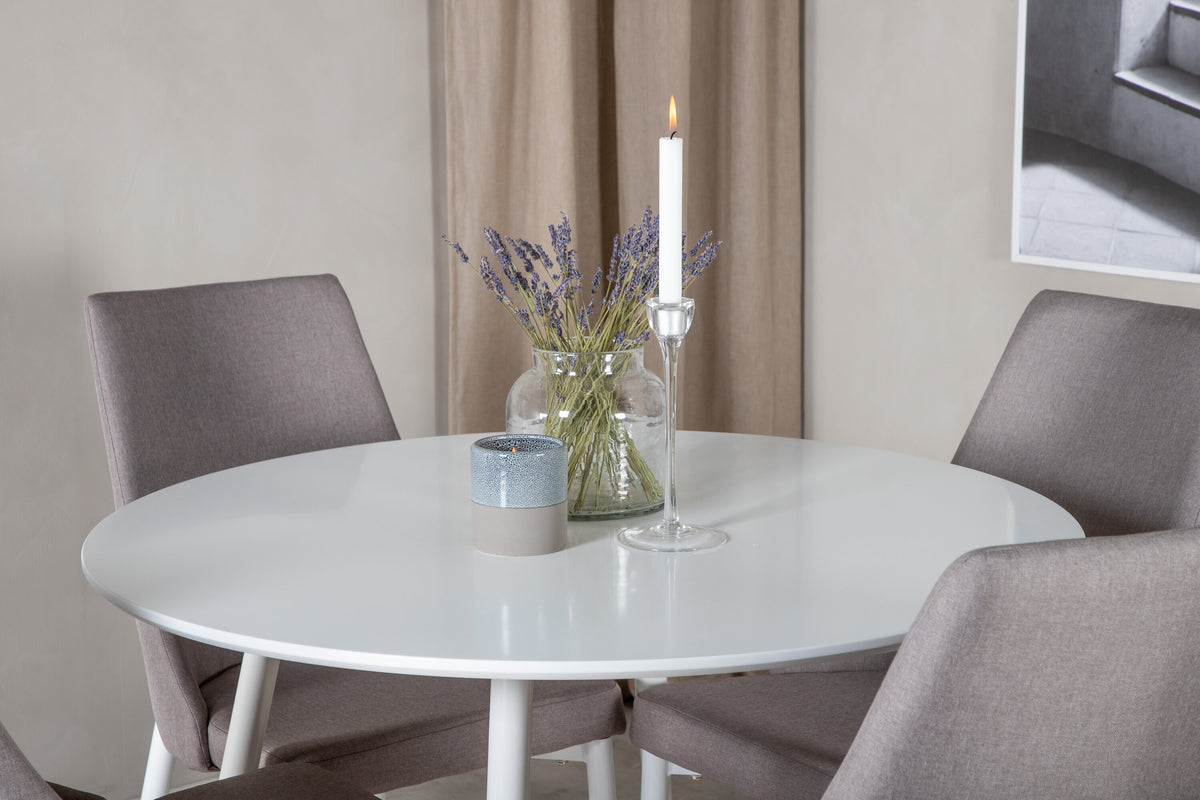 Plaza Matbord med Leone Stolarna – Bord: ⌀100 Stol: 63x91x46,5