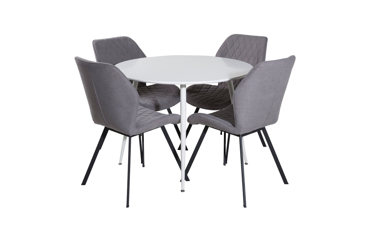 Plaza Matbord med Gemma Stolarna – Bord: ⌀100 Stol: 63x90x50