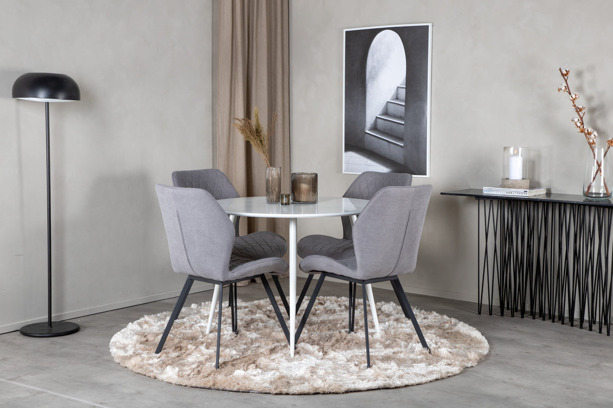 Plaza Matbord med Gemma Stolarna – Bord: ⌀100 Stol: 63x90x50