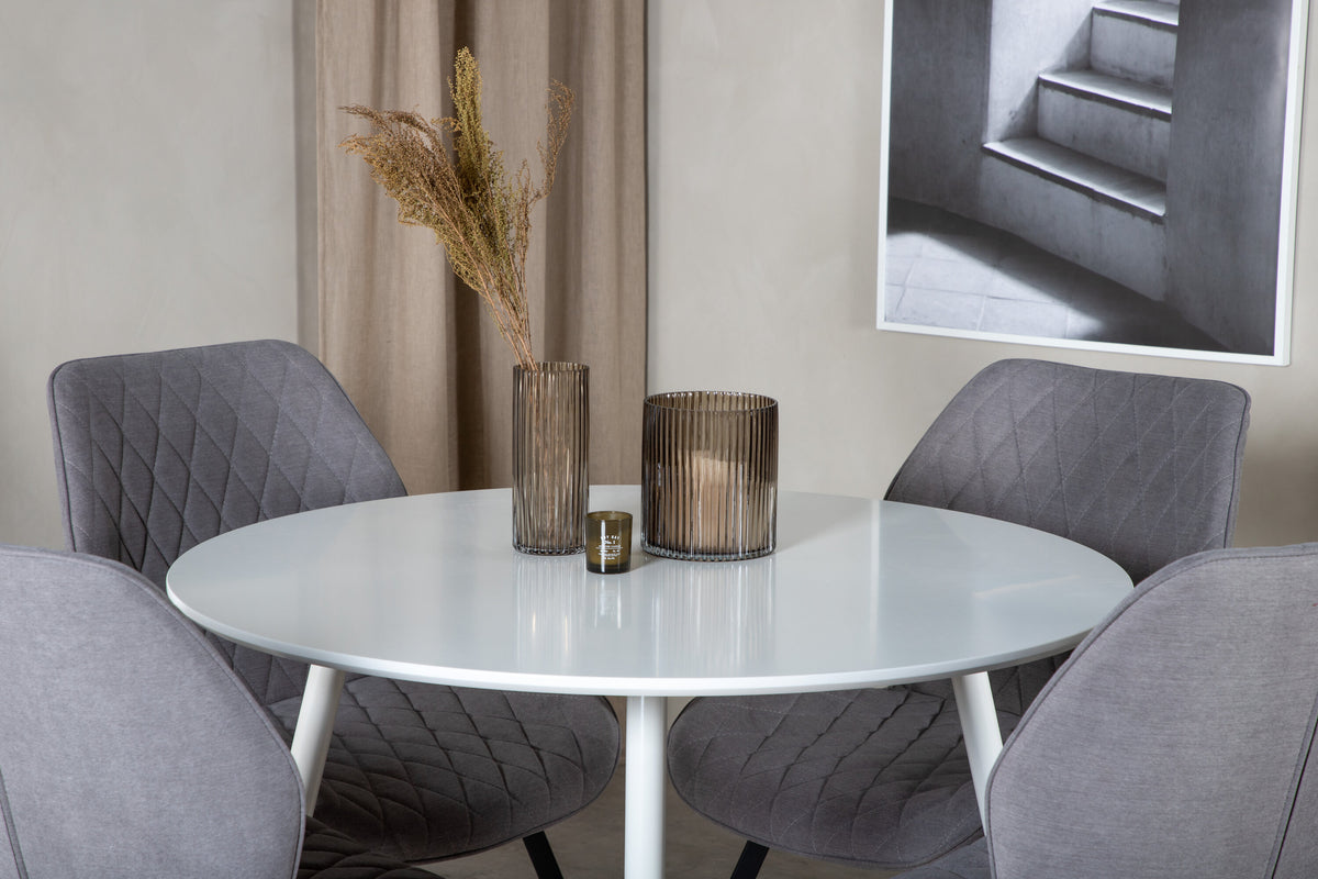 Plaza Matbord med Gemma Stolarna – Bord: ⌀100 Stol: 63x90x50
