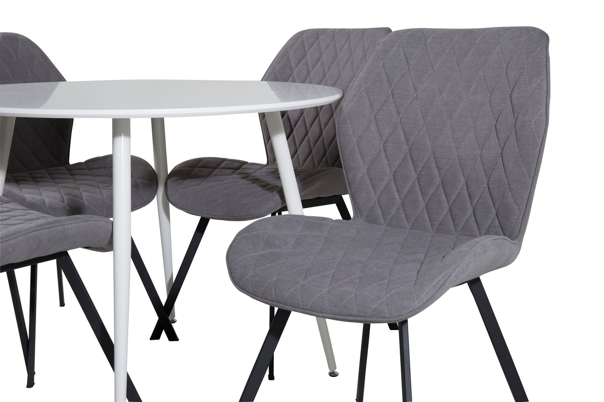 Plaza Matbord med Gemma Stolarna – Bord: ⌀100 Stol: 63x90x50