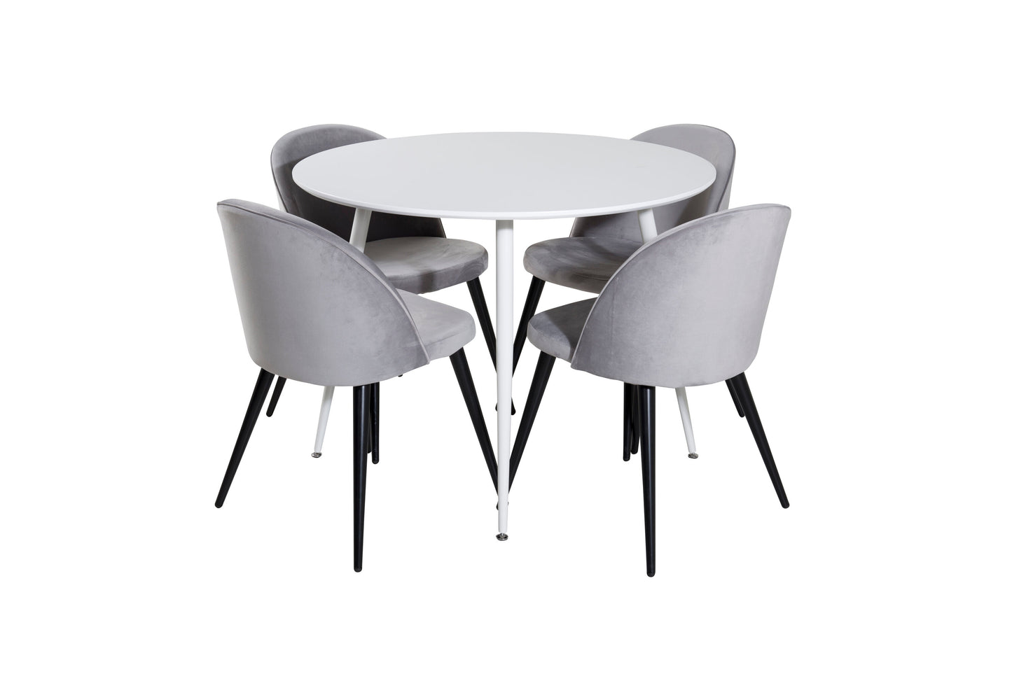 Plaza Matbord med Velvet Stolarna – Bord: ⌀100 Stol: 57x76,5x50