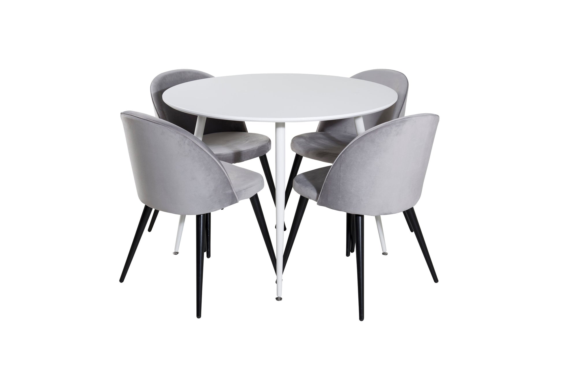 Plaza Matbord med Velvet Stolarna – Bord: ⌀100 Stol: 57x76,5x50