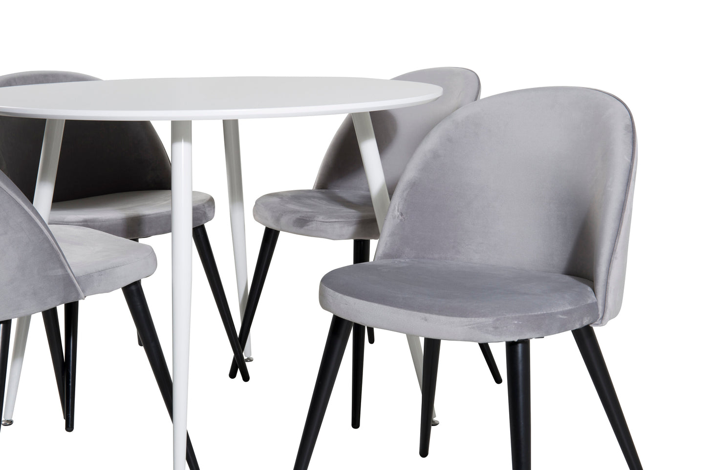 Plaza Matbord med Velvet Stolarna – Bord: ⌀100 Stol: 57x76,5x50