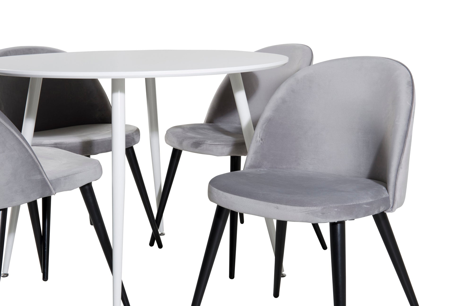 Plaza Matbord med Velvet Stolarna – Bord: ⌀100 Stol: 57x76,5x50
