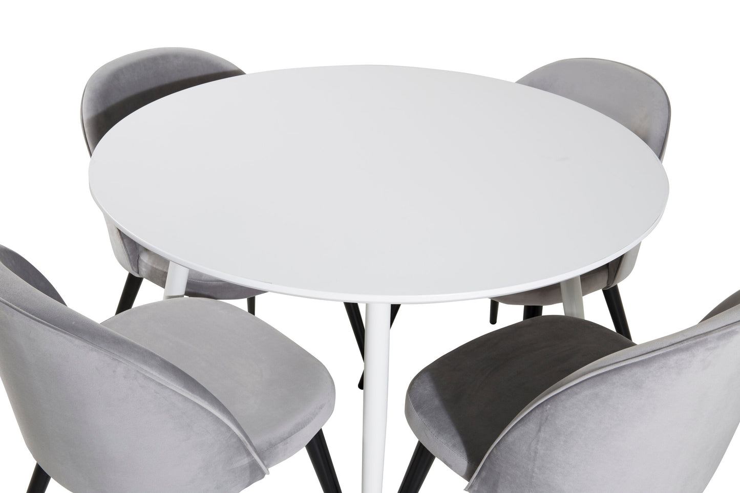 Plaza Matbord med Velvet Stolarna – Bord: ⌀100 Stol: 57x76,5x50