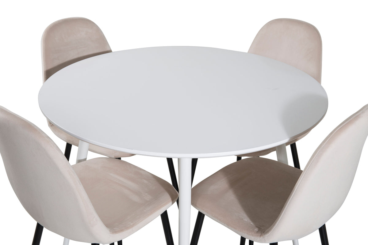 Plaza Matbord med Polar Stolarna – Bord: ⌀100 Stol: 53,3x88x42,5