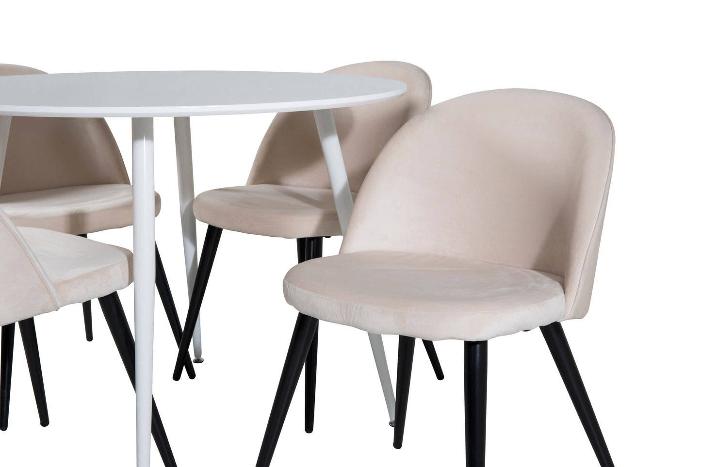 Plaza Matbord med Velvet Stolarna – Bord: ⌀100 Stol: 57x76,5x50