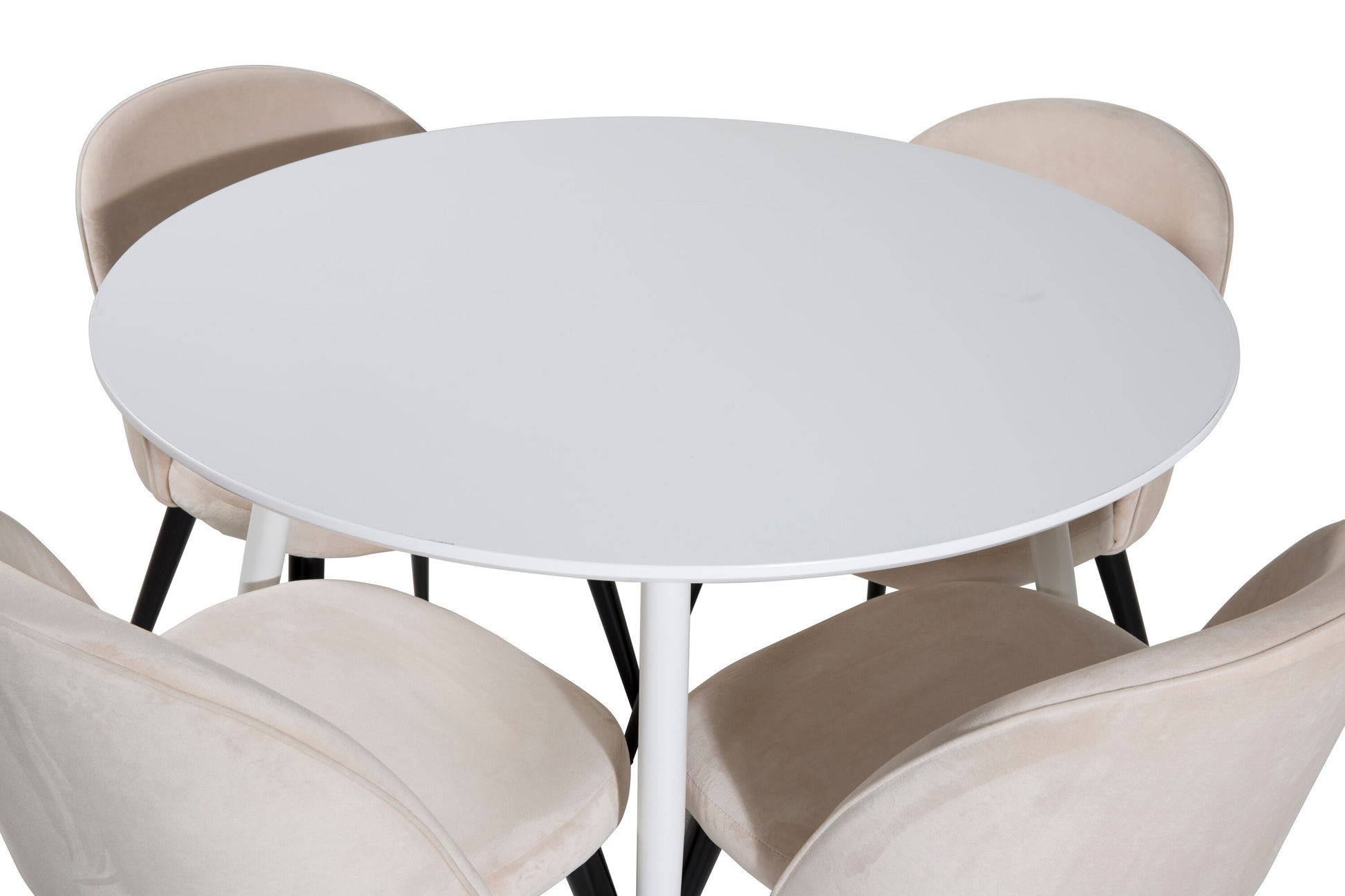 Plaza Matbord med Velvet Stolarna – Bord: ⌀100 Stol: 57x76,5x50