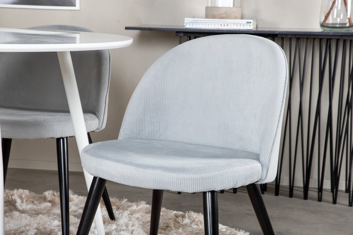 Plaza Matbord med Velvet Stolarna – Bord: ⌀100 Stol: 57x76,5x50