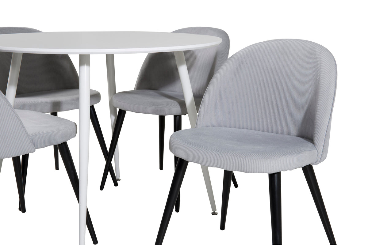 Plaza Matbord med Velvet Stolarna – Bord: ⌀100 Stol: 57x76,5x50