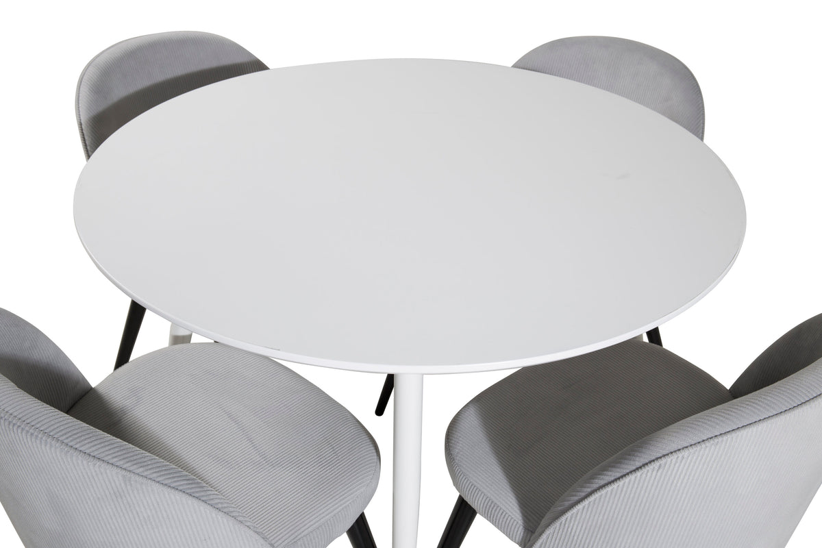 Plaza Matbord med Velvet Stolarna – Bord: ⌀100 Stol: 57x76,5x50