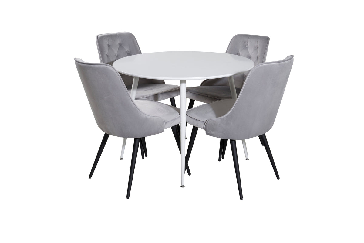 Plaza Matbord med Velvet Deluxe Stolarna – Bord: ⌀100 Stol: 66x88,5x50