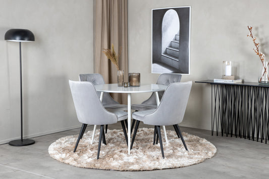 Plaza Matbord med Velvet Deluxe Stolarna – Bord: ⌀100 Stol: 66x88,5x50