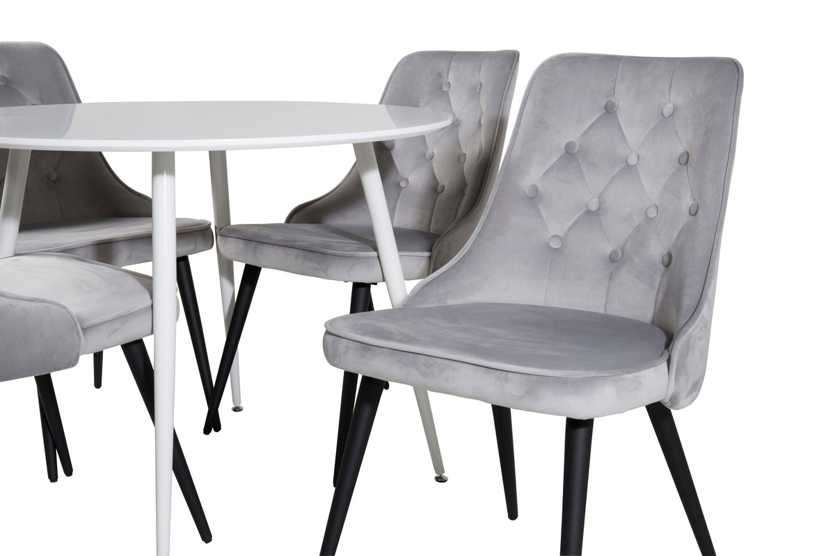 Plaza Matbord med Velvet Deluxe Stolarna – Bord: ⌀100 Stol: 66x88,5x50