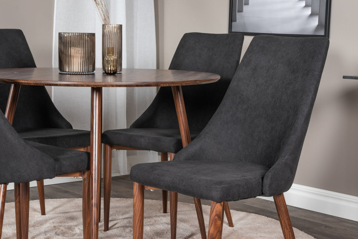 Plaza Matbord med Leone Stolarna – Bord: ⌀100 Stol: 50x91,5x47
