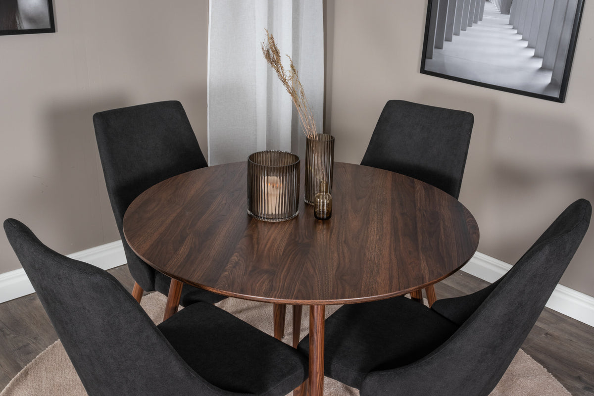 Plaza Matbord med Leone Stolarna – Bord: ⌀100 Stol: 50x91,5x47