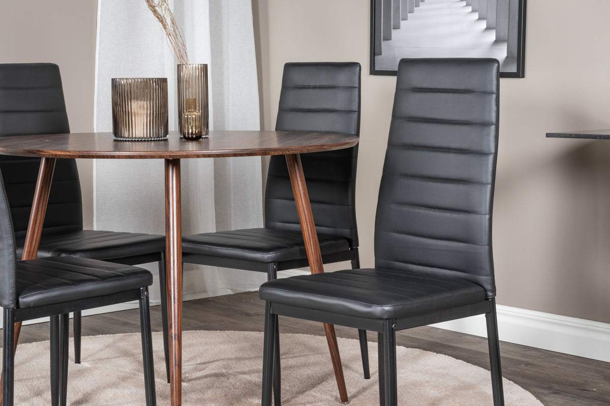 Plaza Matbord med Slim Stolarna – Bord: ⌀100 Stol: 48x98x42