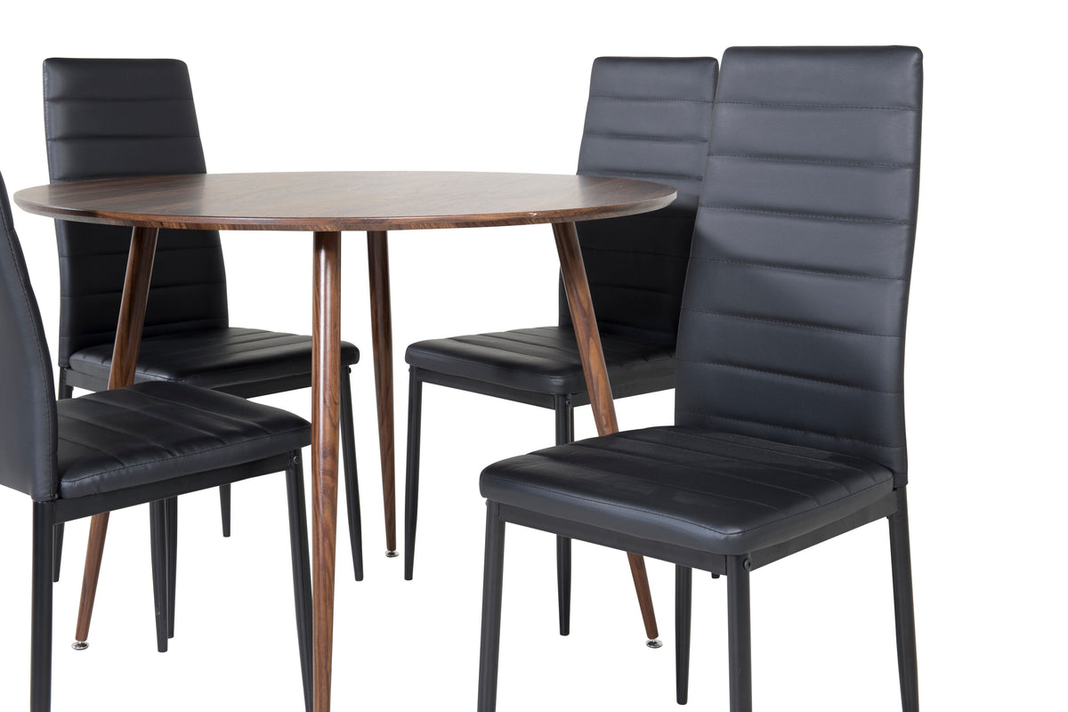 Plaza Matbord med Slim Stolarna – Bord: ⌀100 Stol: 48x98x42