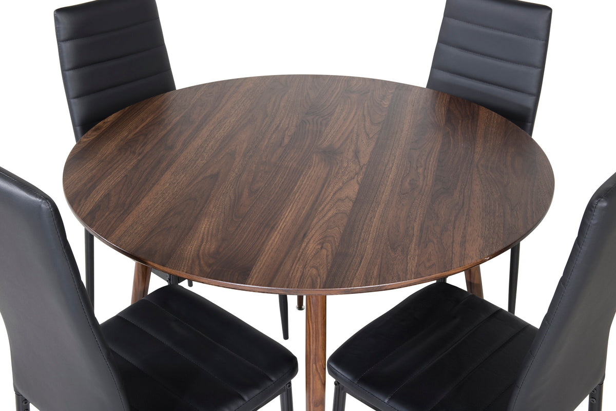 Plaza Matbord med Slim Stolarna – Bord: ⌀100 Stol: 48x98x42
