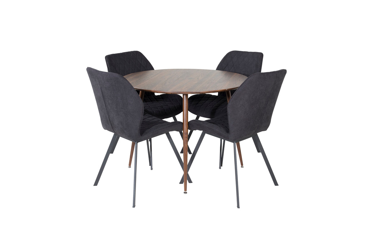 Plaza Matbord med Gemma Stolarna – Bord: ⌀100 Stol: 63x90x50