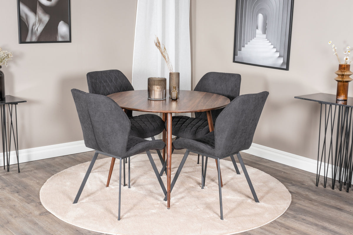 Plaza Matbord med Gemma Stolarna – Bord: ⌀100 Stol: 63x90x50