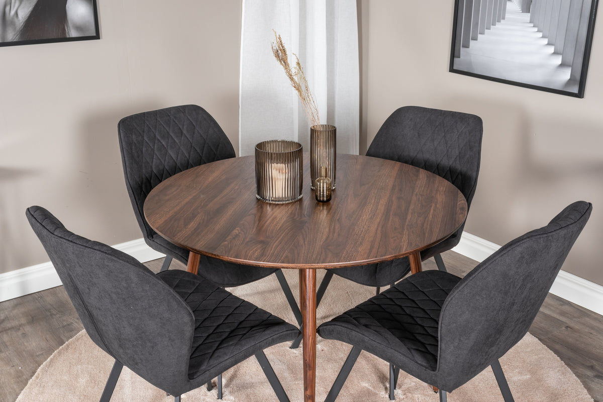 Plaza Matbord med Gemma Stolarna – Bord: ⌀100 Stol: 63x90x50