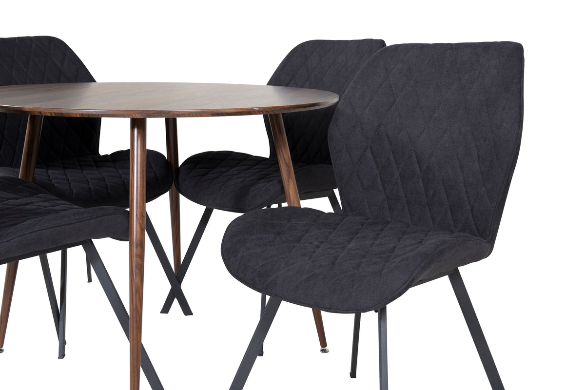 Plaza Matbord med Gemma Stolarna – Bord: ⌀100 Stol: 63x90x50