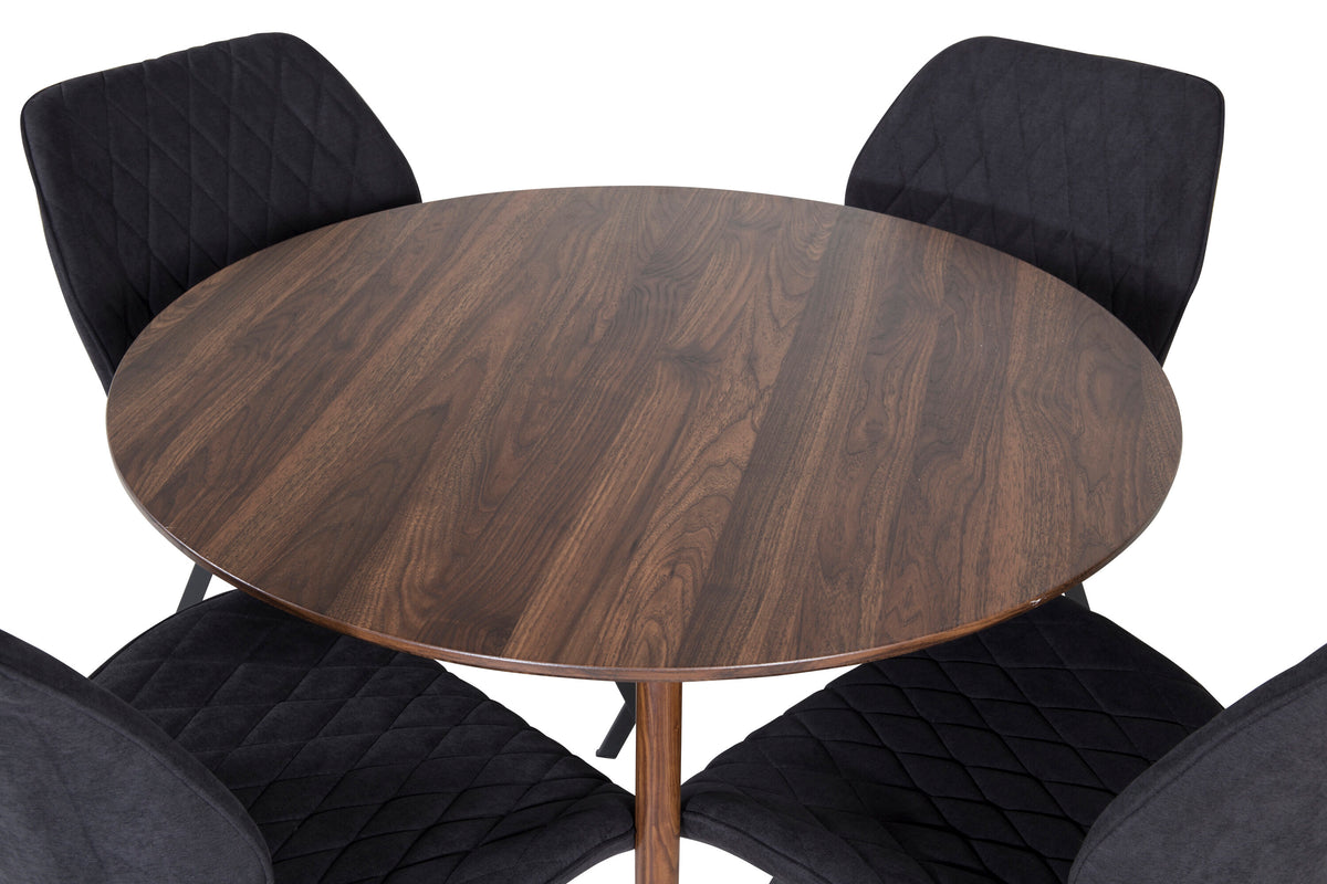 Plaza Matbord med Gemma Stolarna – Bord: ⌀100 Stol: 63x90x50