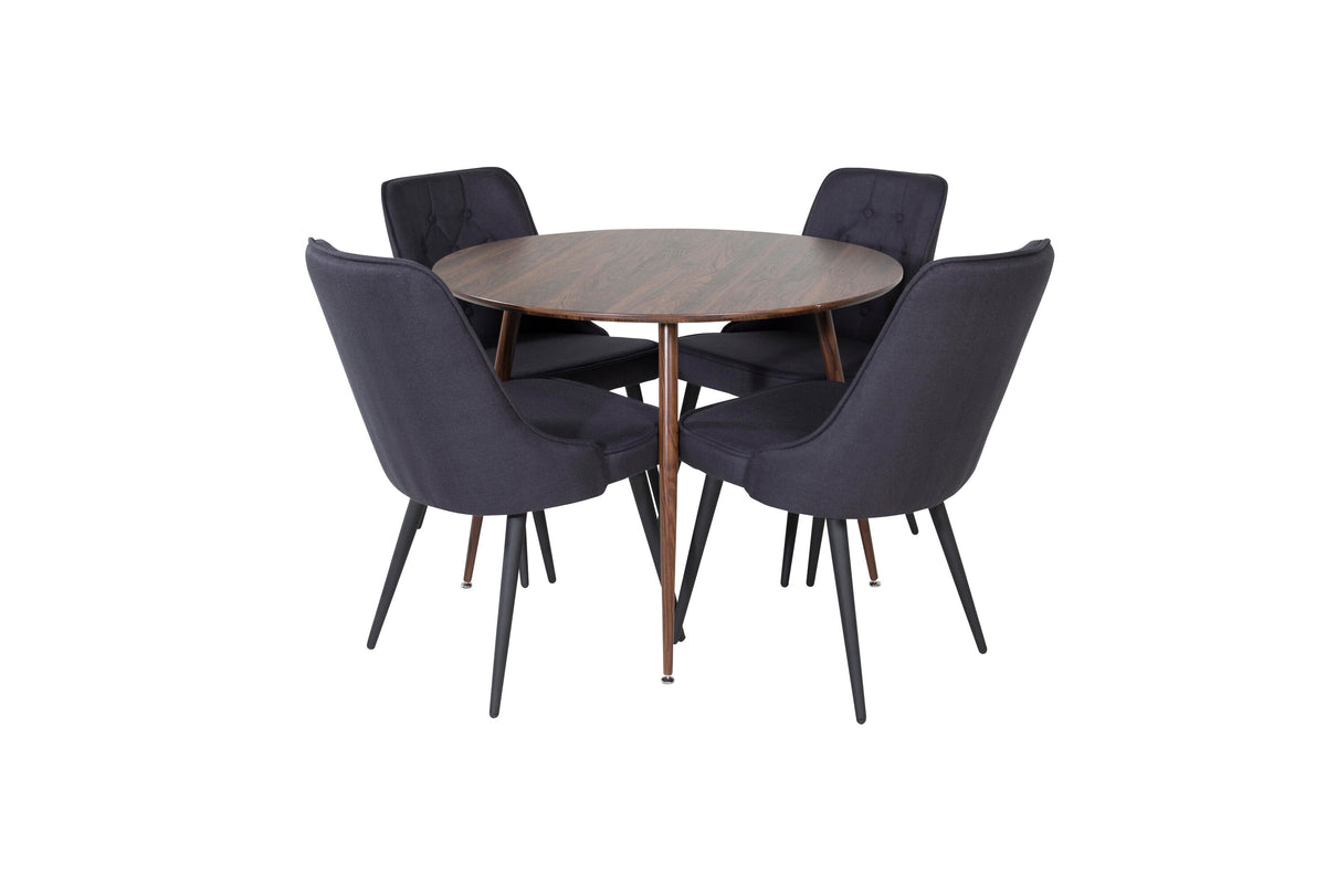 Plaza Matbord med Velvet Deluxe Stolarna – Bord: ⌀100 Stol: 66x88,5x50