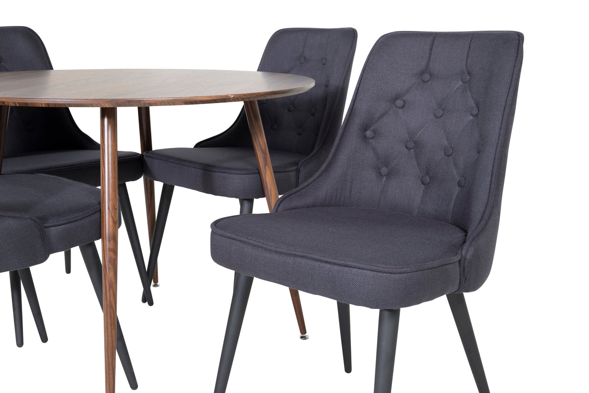 Plaza Matbord med Velvet Deluxe Stolarna – Bord: ⌀100 Stol: 66x88,5x50